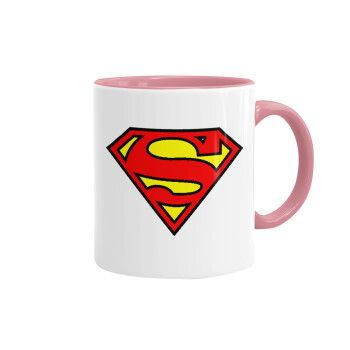 Superman vintage, Mug colored pink, ceramic, 330ml