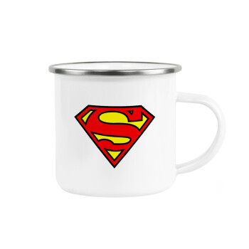 Superman vintage, Metallic enamel cup white 360ml