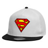 Child's Flat Snapback Hat, White (100% COTTON, CHILDREN'S, UNISEX, ONE SIZE)