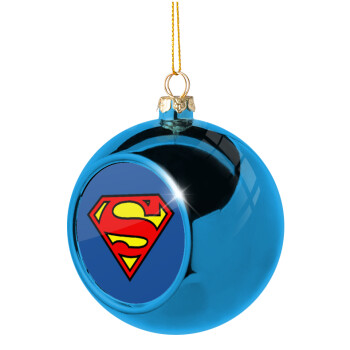 Superman vintage, Χριστουγεννιάτικη μπάλα δένδρου Μπλε 8cm