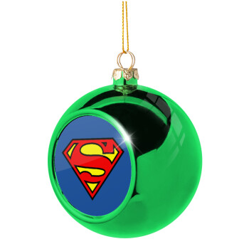 Superman vintage, Χριστουγεννιάτικη μπάλα δένδρου Πράσινη 8cm