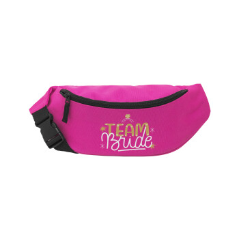 Team Bride Ruby, Unisex waist bag (banana) in PINK color with 2 pockets