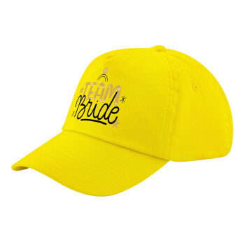 Team Bride Ruby, Child's Baseball Cap, 100% Cotton Twill, Yellow (COTTON, CHILD, UNISEX, ONE SIZE)