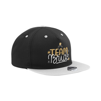 Team Bride Ruby, Adult Flat Snapback Hat Black/Grey, (100% COTTON TWILL, ADULT, UNISEX, ONE SIZE)