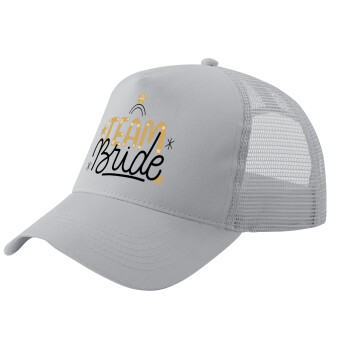 Team Bride Ruby, Adult Structured Trucker Hat, with Mesh, GRAY (100% COTTON, ADULT, UNISEX, ONE SIZE)