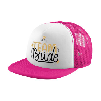 Team Bride Ruby, Child's Soft Trucker Hat with Pink/White Mesh (POLYESTER, CHILD, ONE SIZE)