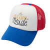 Adult Soft Trucker Hat with Red/Blue/White Mesh (POLYESTER, ADULT, UNISEX, ONE SIZE)