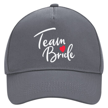 Team Bride red heart, Ultimate Adult Hat Grey, (100% COTTON DRILL, ADULT, UNISEX, ONE SIZE)