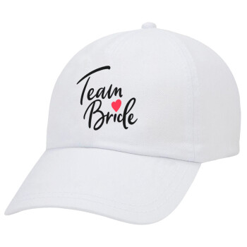 Team Bride red heart, Καπέλο Ενηλίκων Baseball Λευκό 5-φύλλο (POLYESTER, ΕΝΗΛΙΚΩΝ, UNISEX, ONE SIZE)