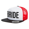 Adult Foam Flat Snapback with Mesh Black-White-Red (POLYESTER, ADULT, UNISEX, ONE SIZE)