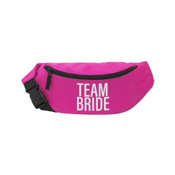 TEAM BRIDE, Unisex τσαντάκι μέσης (μπανάνα) χρώματος ΡΟΖ με 2 τσέπες