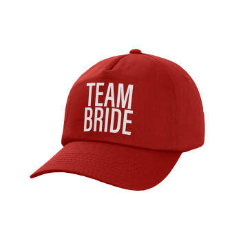 TEAM BRIDE, Children's Baseball Cap, 100% Cotton Twill, Red (COTTON, CHILDREN'S, UNISEX, ONE SIZE)