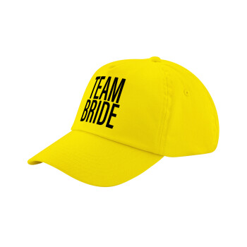 TEAM BRIDE, Child's Baseball Cap, 100% Cotton Twill, Yellow (COTTON, CHILD, UNISEX, ONE SIZE)