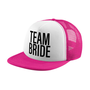 TEAM BRIDE, Child's Soft Trucker Hat with Pink/White Mesh (POLYESTER, CHILD, ONE SIZE)