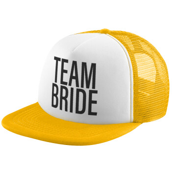 TEAM BRIDE, Adult Soft Trucker Hat with Yellow/White Mesh (POLYESTER, ADULT, UNISEX, ONE SIZE)