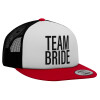 Adult Foam Flat Snapback with Mesh Red-White-Black (POLYESTER, ADULT, UNISEX, ONE SIZE)