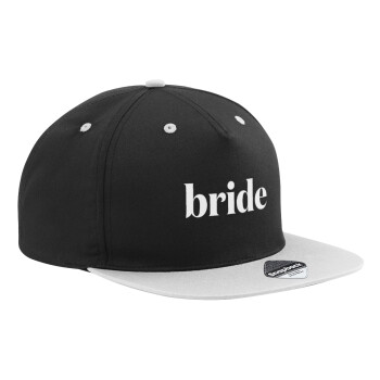 Bride display, Adult Flat Snapback Hat Black/Grey, (100% COTTON TWILL, ADULT, UNISEX, ONE SIZE)