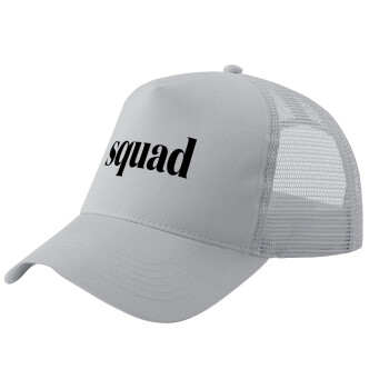 Squad display, Adult Structured Trucker Hat, with Mesh, GRAY (100% COTTON, ADULT, UNISEX, ONE SIZE)