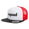 Adult Foam Flat Snapback with Mesh Black-White-Red (POLYESTER, ADULT, UNISEX, ONE SIZE)