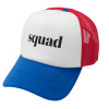 Adult Soft Trucker Hat with Red/Blue/White Mesh (POLYESTER, ADULT, UNISEX, ONE SIZE)