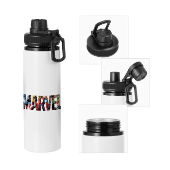 MARVEL characters, Metal water bottle with safety cap, aluminum 850ml