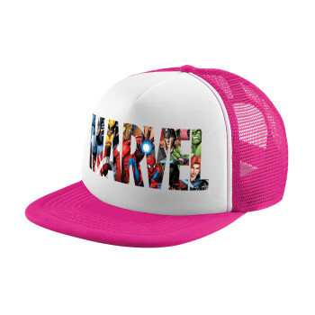 MARVEL characters, Καπέλο Ενηλίκων Soft Trucker με Δίχτυ Pink/White (POLYESTER, ΕΝΗΛΙΚΩΝ, UNISEX, ONE SIZE)