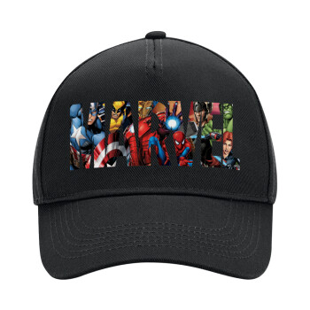 MARVEL characters, Adult Ultimate Hat BLACK, (100% COTTON DRILL, ADULT, UNISEX, ONE SIZE)