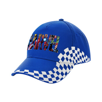 MARVEL characters, Adult Ultimate BLUE RACING Cap, (100% COTTON DRILL, ADULT, UNISEX, ONE SIZE)