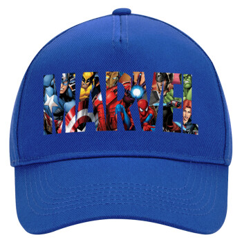 MARVEL characters, Ultimate Adult Hat BLUE, (100% COTTON DRILL, ADULT, UNISEX, ONE SIZE)