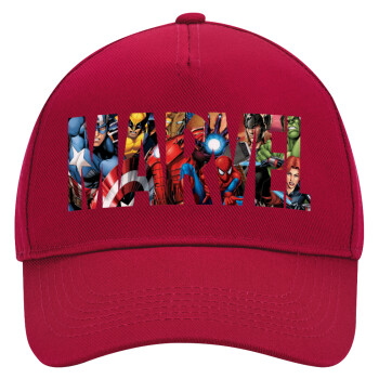 MARVEL characters, Adult Ultimate Hat RED, (100% COTTON DRILL, ADULT, UNISEX, ONE SIZE)