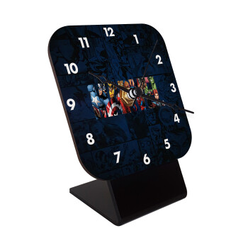 MARVEL characters, Επιτραπέζιο ρολόι ξύλινο με δείκτες (10cm)