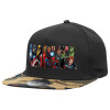 Adult Flat Snapback Hat Black/Camouflage, (100% COTTON TWILL, ADULT, UNISEX, ONE SIZE)