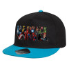 Child's Flat Snapback Hat, Black/Blue (100% COTTON, CHILD, UNISEX, ONE SIZE)