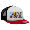 Adult Foam Flat Snapback with Mesh Red-White-Black (POLYESTER, ADULT, UNISEX, ONE SIZE)