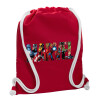 Backpack pouch GYMBAG Red, with pocket (40x48cm) & thick cords