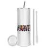 Eco friendly stainless steel tumbler 600ml, with metal straw & cleaning brush