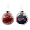 Transparent Christmas tree ball ornament with red filling 8cm