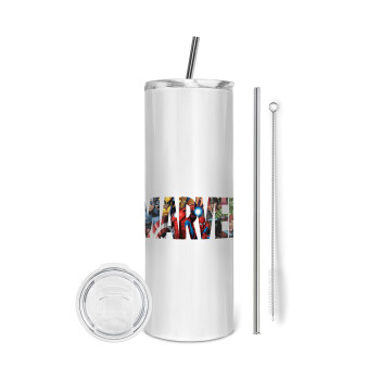 MARVEL characters, Eco friendly stainless steel tumbler 600ml, with metal straw & cleaning brush