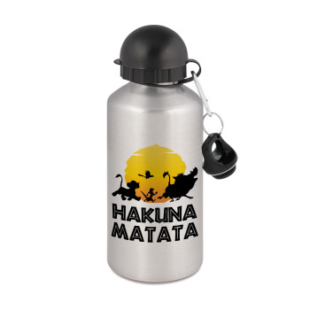 Hakuna Matata, Metallic water jug, Silver, aluminum 500ml