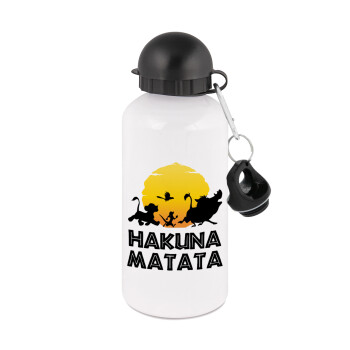 Hakuna Matata, Metal water bottle, White, aluminum 500ml