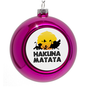 Hakuna Matata, Purple Christmas tree ornament bauble 8cm