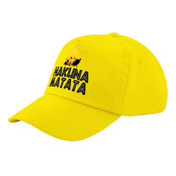 Hakuna Matata, Child's Baseball Cap, 100% Cotton Twill, Yellow (COTTON, CHILD, UNISEX, ONE SIZE)