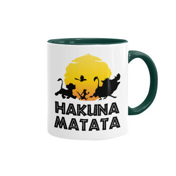 Hakuna Matata, Mug colored green, ceramic, 330ml