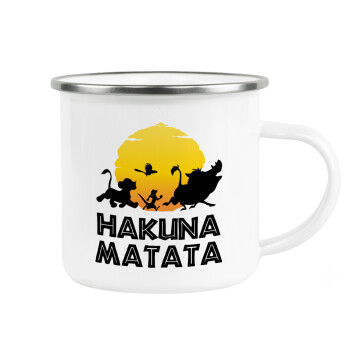 Hakuna Matata, Metallic enamel cup white 360ml