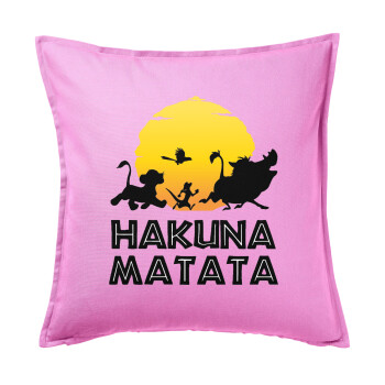 Hakuna Matata, Sofa cushion Pink 50x50cm includes filling