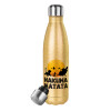 Glitter gold stainless steel thermos bottle, double-walled, 500ml