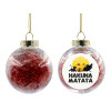 Transparent Christmas tree ball ornament with red filling 8cm