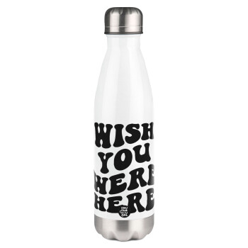 Wish you were here, Metal mug thermos White (Stainless steel), double wall, 500ml
