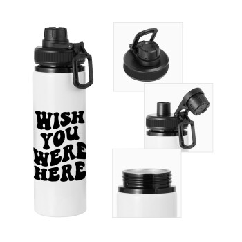 Wish you were here, Metal water bottle with safety cap, aluminum 850ml
