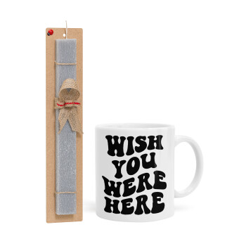 Wish you were here, Easter Set, Ceramic Cup (330ml) & Easter aromatic flat candle (30cm) (GRAY)